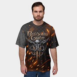 Футболка оверсайз мужская Baldurs Gate 3 logo fire, цвет: 3D-принт — фото 2