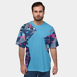 Футболка оверсайз мужская Цифровая река спортивный паттерн, цвет: 3D-принт — фото 2