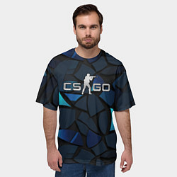 Футболка оверсайз мужская CS GO blue black elements, цвет: 3D-принт — фото 2