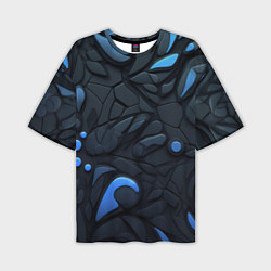 Футболка оверсайз мужская Blue black abstract texture, цвет: 3D-принт