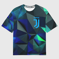 Футболка оверсайз мужская Juventus blue abstract logo, цвет: 3D-принт