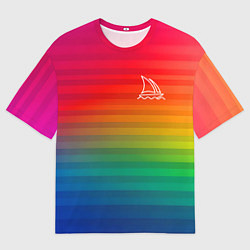 Футболка оверсайз мужская Midjourney Лого с фоном, цвет: 3D-принт