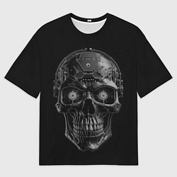 Футболка оверсайз мужская Череп будущего cyberpunk, цвет: 3D-принт