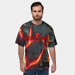 Футболка оверсайз мужская CSGO красные плиты с лавой, цвет: 3D-принт — фото 2