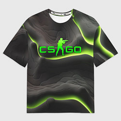 Футболка оверсайз мужская CSGO green black logo, цвет: 3D-принт