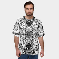 Футболка оверсайз мужская Абстрактный узор сова, цвет: 3D-принт — фото 2