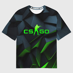 Футболка оверсайз мужская CSGO green texture logo, цвет: 3D-принт