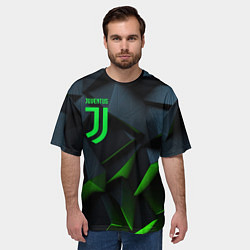 Футболка оверсайз мужская Juventus black green logo, цвет: 3D-принт — фото 2