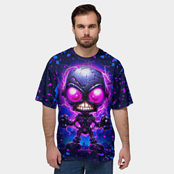 Футболка оверсайз мужская Неоновый робот, цвет: 3D-принт — фото 2