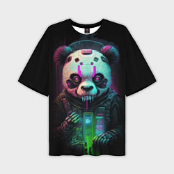 Футболка оверсайз мужская Панда киберпанк, цвет: 3D-принт