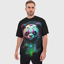 Футболка оверсайз мужская Панда киберпанк, цвет: 3D-принт — фото 2