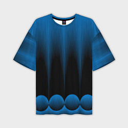 Футболка оверсайз мужская Сине-черный градиент в полоску, цвет: 3D-принт