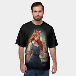 Футболка оверсайз мужская Девушка лиса ученица, цвет: 3D-принт — фото 2