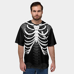 Футболка оверсайз мужская Скелет: ребра с пером, цвет: 3D-принт — фото 2