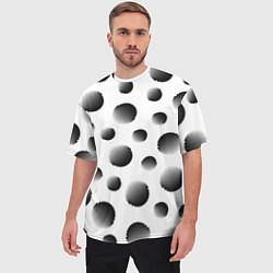 Футболка оверсайз мужская Черные полосатые шары на белом, цвет: 3D-принт — фото 2