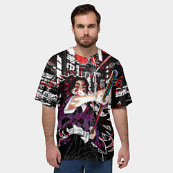 Футболка оверсайз мужская Кокушибо высшая луна - Клинок демонов, цвет: 3D-принт — фото 2