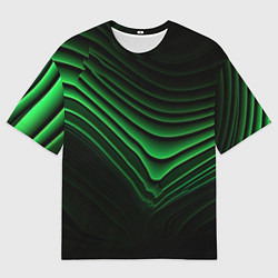 Футболка оверсайз мужская Зеленые линии абстракция, цвет: 3D-принт