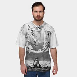 Футболка оверсайз мужская Нападение ангелов - Евангелион, цвет: 3D-принт — фото 2