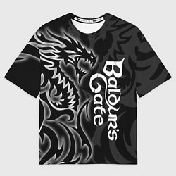 Футболка оверсайз мужская Балдурс гейт 3 - черный дракон, цвет: 3D-принт