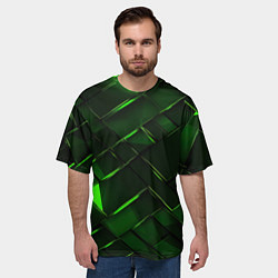 Футболка оверсайз мужская Зеленые элементы абстракция, цвет: 3D-принт — фото 2