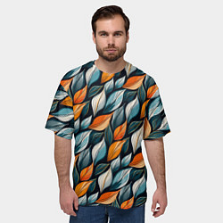 Футболка оверсайз мужская Узор из листьев поздняя осень, цвет: 3D-принт — фото 2