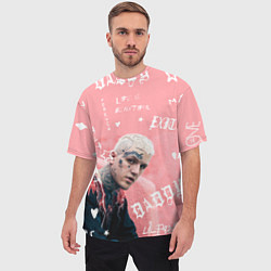 Футболка оверсайз мужская Lil Peep тату розовый, цвет: 3D-принт — фото 2