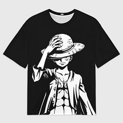 Футболка оверсайз мужская Ван пис - Луффи снимает шляпу, цвет: 3D-принт