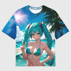 Футболка оверсайз мужская Хацуне Мику, цвет: 3D-принт