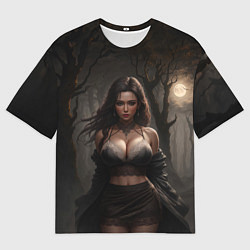 Футболка оверсайз мужская Девушка в ночном лесу, цвет: 3D-принт