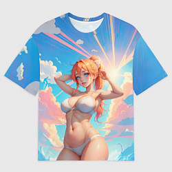Футболка оверсайз мужская Рыжая девушка в купальнике, цвет: 3D-принт