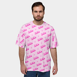 Футболка оверсайз мужская Паттерн - Барби и сердечки, цвет: 3D-принт — фото 2