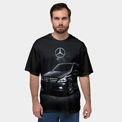 Футболка оверсайз мужская Mercedes black, цвет: 3D-принт — фото 2