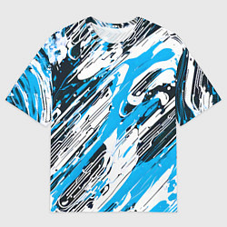 Мужская футболка оверсайз Спонтанные брызги голубые