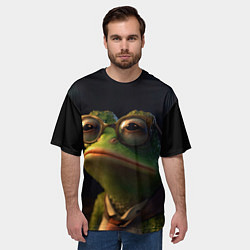 Футболка оверсайз мужская Лягушка Пепе в очках, цвет: 3D-принт — фото 2