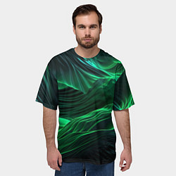 Футболка оверсайз мужская Зеленая абстракция, цвет: 3D-принт — фото 2
