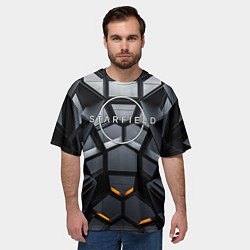 Футболка оверсайз мужская Логотип Старфильд на фоне абстрактной конструкции, цвет: 3D-принт — фото 2
