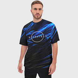 Футболка оверсайз мужская Starfield logo blue background, цвет: 3D-принт — фото 2