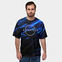 Футболка оверсайз мужская Starfield logo blue background, цвет: 3D-принт — фото 2
