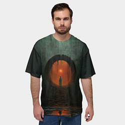 Футболка оверсайз мужская Подземный храм, цвет: 3D-принт — фото 2