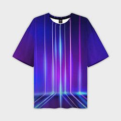 Футболка оверсайз мужская Neon glow - vaporwave - strips, цвет: 3D-принт