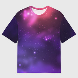 Футболка оверсайз мужская Разноцветный космос - неоновое свечение, цвет: 3D-принт