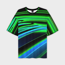 Футболка оверсайз мужская Green black abstract, цвет: 3D-принт