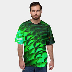 Футболка оверсайз мужская Зеленая объемная текстура, цвет: 3D-принт — фото 2