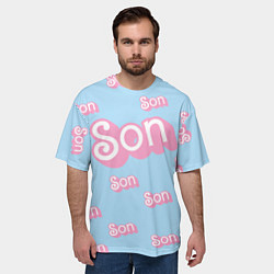 Футболка оверсайз мужская Сын - в стиле Барби: паттерн голубой, цвет: 3D-принт — фото 2