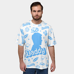 Футболка оверсайз мужская Папочка - силуэт Кена: паттерн синий, цвет: 3D-принт — фото 2