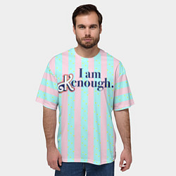 Футболка оверсайз мужская I am Kenough - фраза и костюм Кена в полоску, цвет: 3D-принт — фото 2
