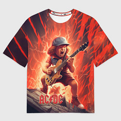 Футболка оверсайз мужская ACDC fire rock, цвет: 3D-принт