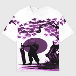Футболка оверсайз мужская Канеки самурай под сакурой, цвет: 3D-принт