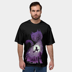 Футболка оверсайз мужская Кот в ночи, цвет: 3D-принт — фото 2