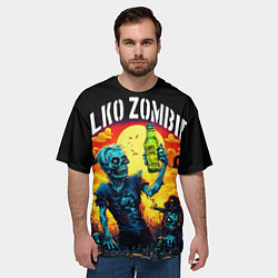 Футболка оверсайз мужская Алко зомби с бутылкой пива на отдыхе, цвет: 3D-принт — фото 2